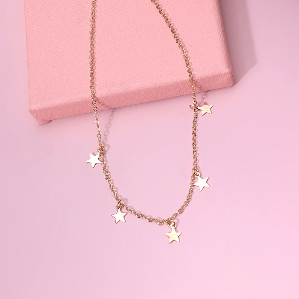 

South Korea Contracted Five-Pointed Star Pendant Necklace Female Fashion Temperament Single Personality Girl Collarbone Chain