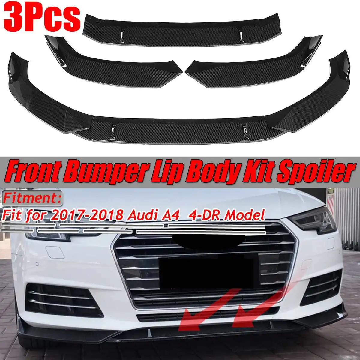 Высококачественный разветвитель A4 для переднего бампера комплект губ диффузор