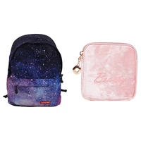 2pcs women canvas backpack stylish galaxy star universe space backpack with diaper sanitary napkin storage bag