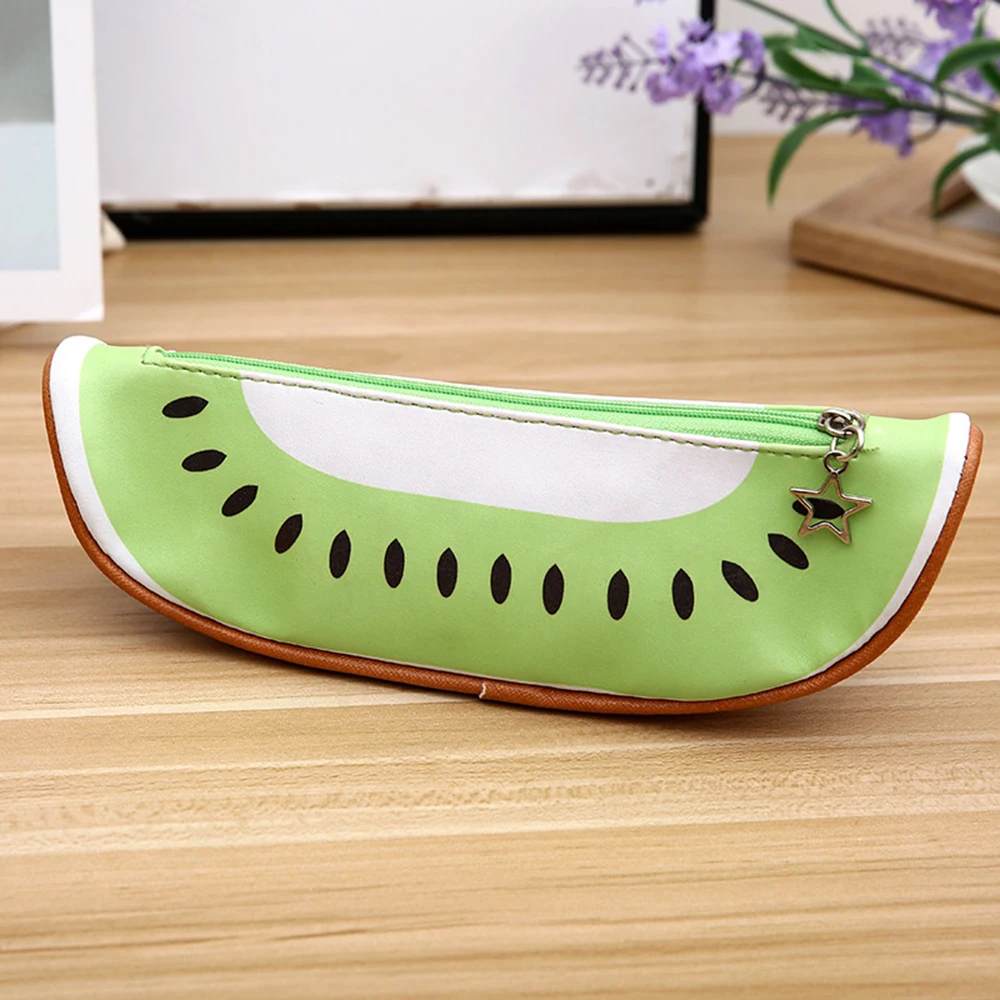 Чехол для карандашей вместительный кожаный материал сумка ручек с фруктами