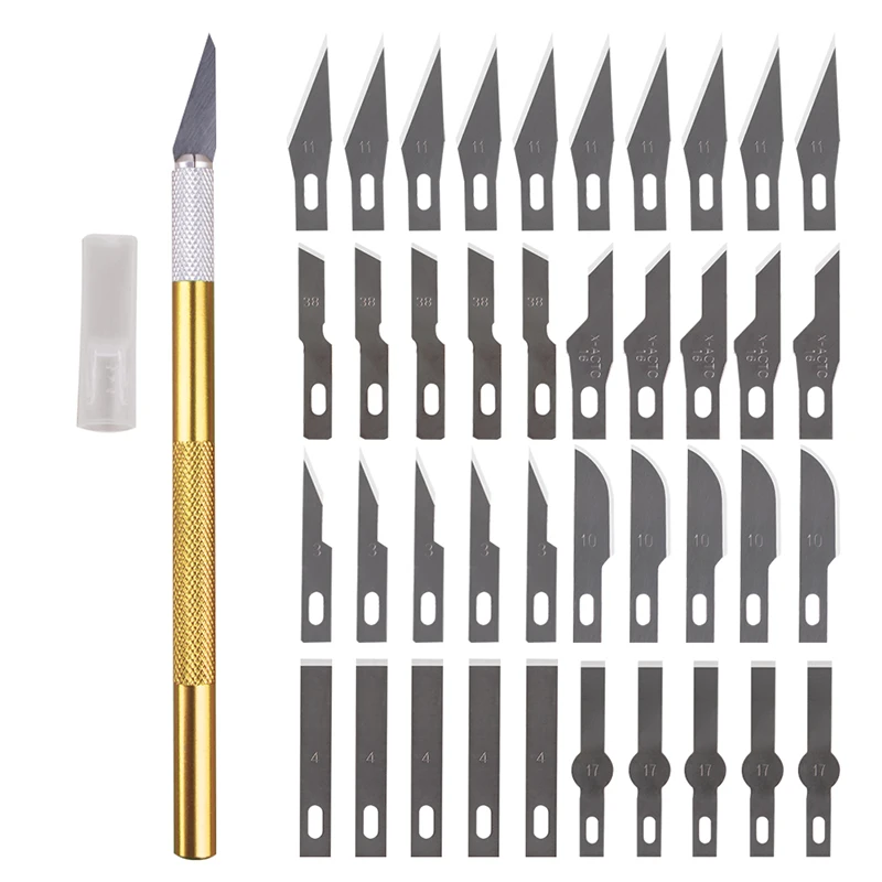 non slip metal scalpel knife tools kit cutter engraving craft knives 40pcs blades mobile phone pcb diy repair hand tools free global shipping