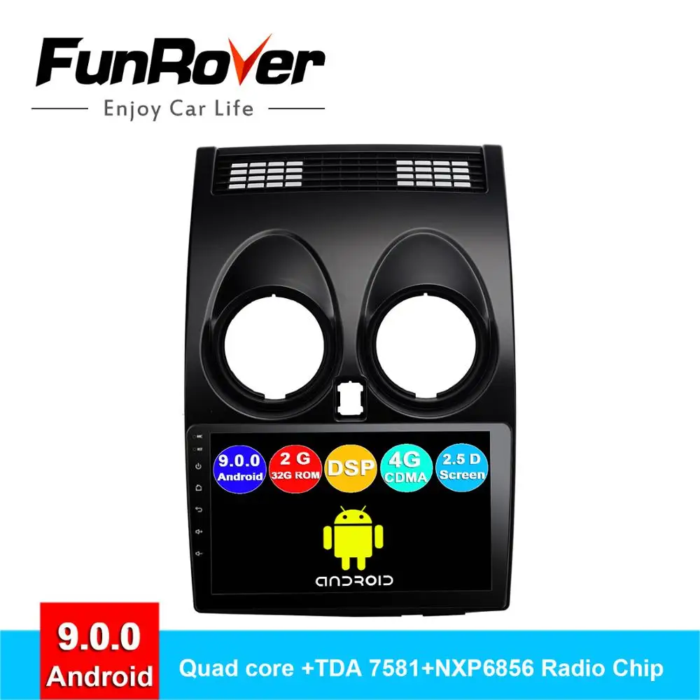 FUNROVER android 9 0 2.5D + IPS автомобильный dvd мультимедийный плеер для Nissan Qashqai 1 2006 2013 J10