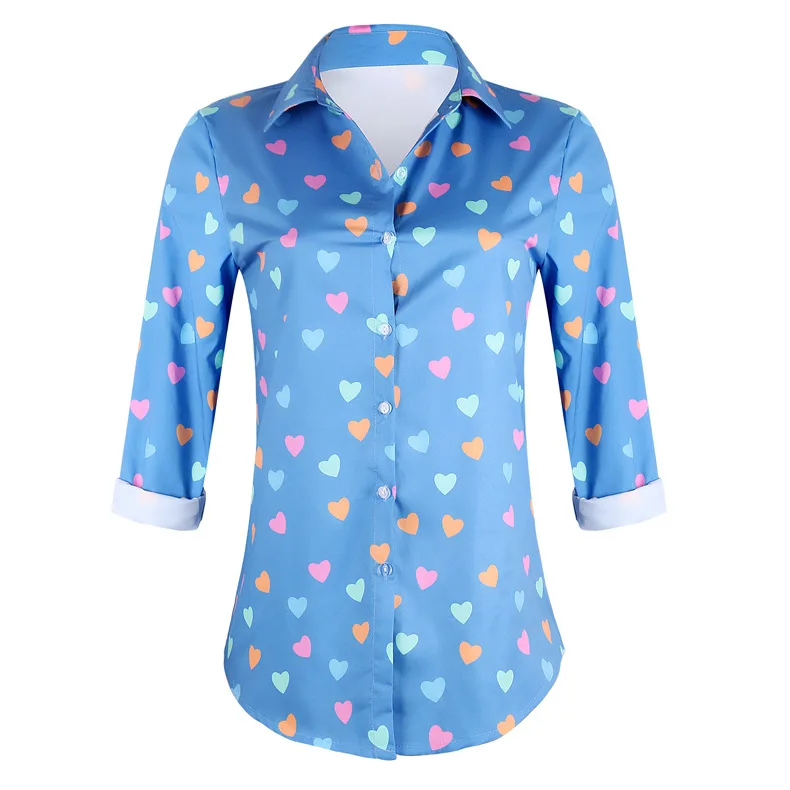 Женские шифоновые рубашки с принтом повседневные блузки длинным рукавом большие