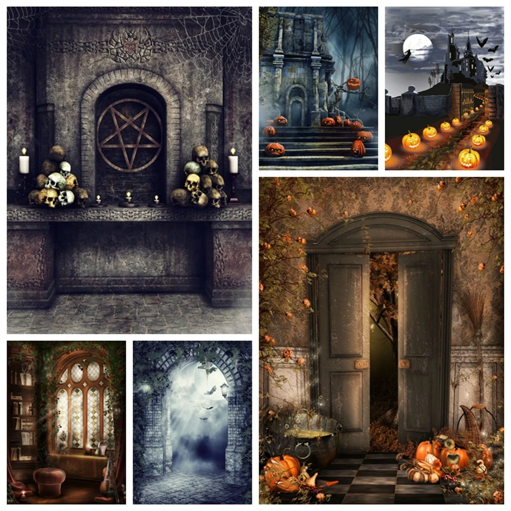 Halloween Backdrop Vintage Castle Wall Skull Vinyl Photography Backdrops Photographic Background For Photo Studio Photophone | Электроника