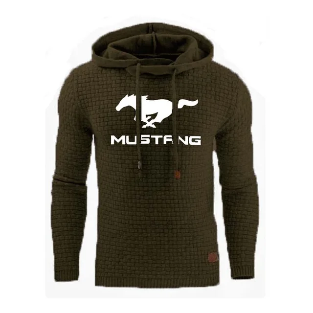 Толстовка мужская с капюшоном свитшот принтом логотипа машины Mustang спортивная
