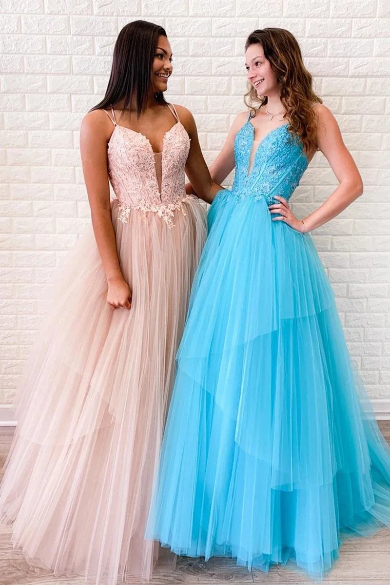 Asymmetrical Prom Dresses Long 2020 Suknie Wieczorowe Tulle Appliques Formal Gowns Robe De Soiree Spaghetti Straps  