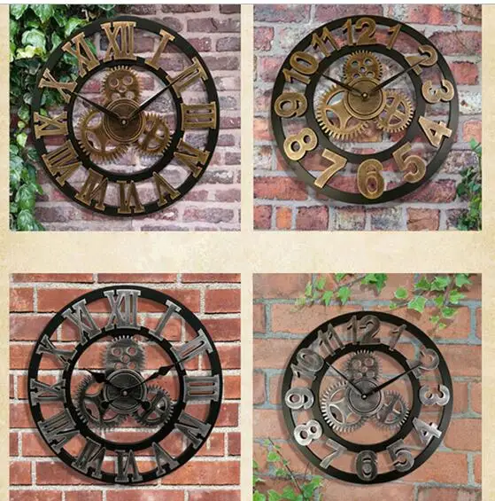 Новые большие настенные часы в винтажном стиле шестерни американский стиль