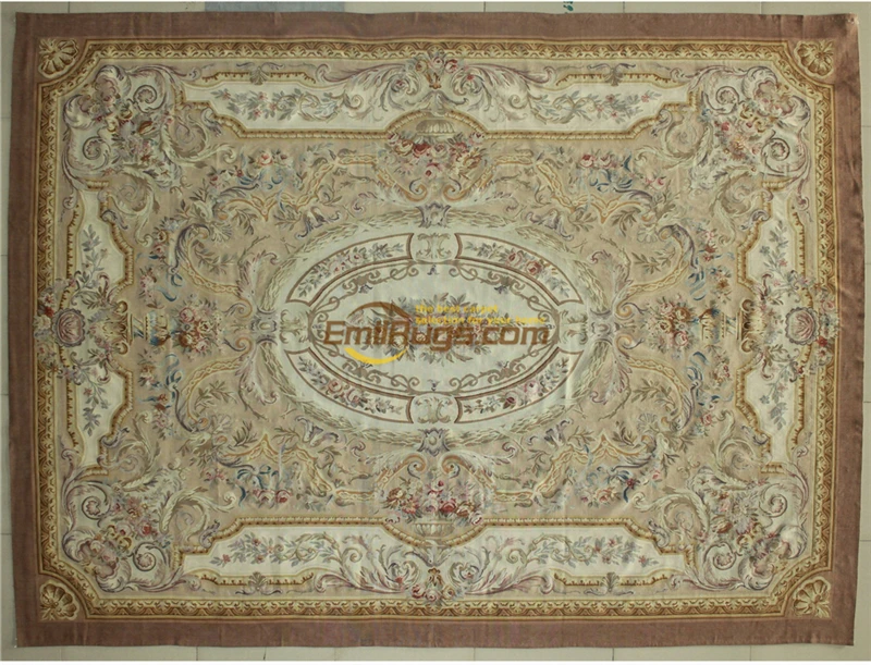 Вязаные шерстяные ковры антикварные Aubusson античный французский шерстяной ковер 19