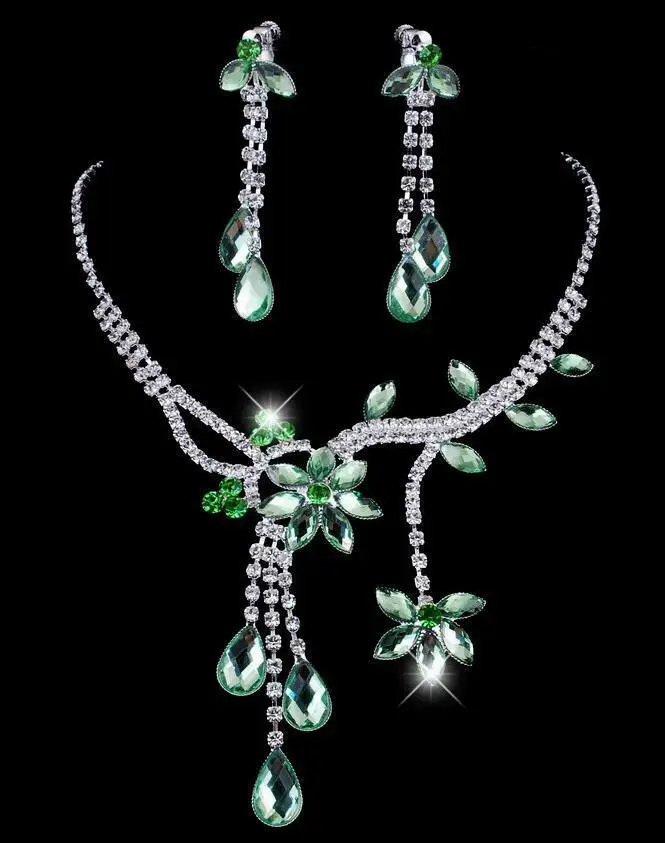 

Bride Wedding Jewelry Flower Leaf Rhinestone Crystal Necklace Initial Long Tassel Boyfriend Gift Teacher Suit