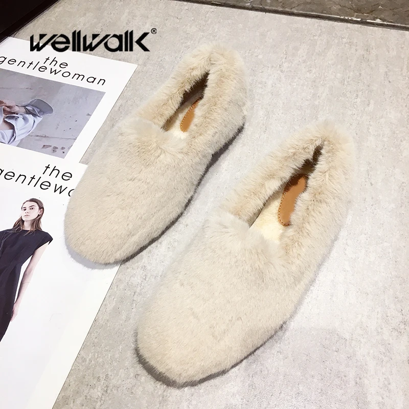 Мокасины женские из искусственного меха домашняя обувь плюшевые меховые лоферы