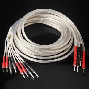 audiophile speaker cable hifi silver plated audio cables bi wire bannana spade plug free global shipping
