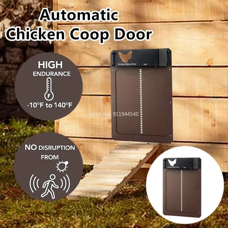 

High Quality Smart Light Sensor Chicken House Waterproof Plastic Brown Household Pet Coop Door Farm Animal Cages Accessories