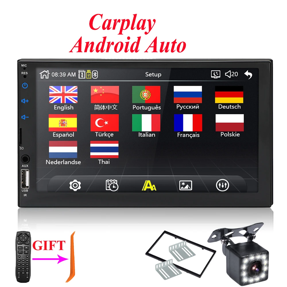 2 din автомагнитола " HD плеер сенсорный Android Авто Аудио Автомагнитола Carplay Bluetooth USB 2din мультимедийный плеер монитор резервного копирования