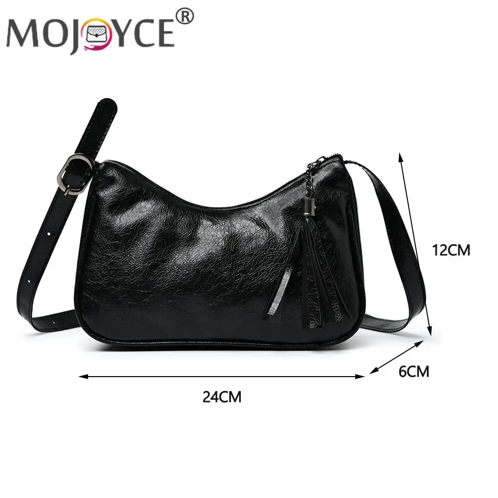 

Casual All-match Tassels Zippe Handbags Women Fashion Soft PU Leather Shoulder Underarm Bags Portable Solid Color Travel Purse