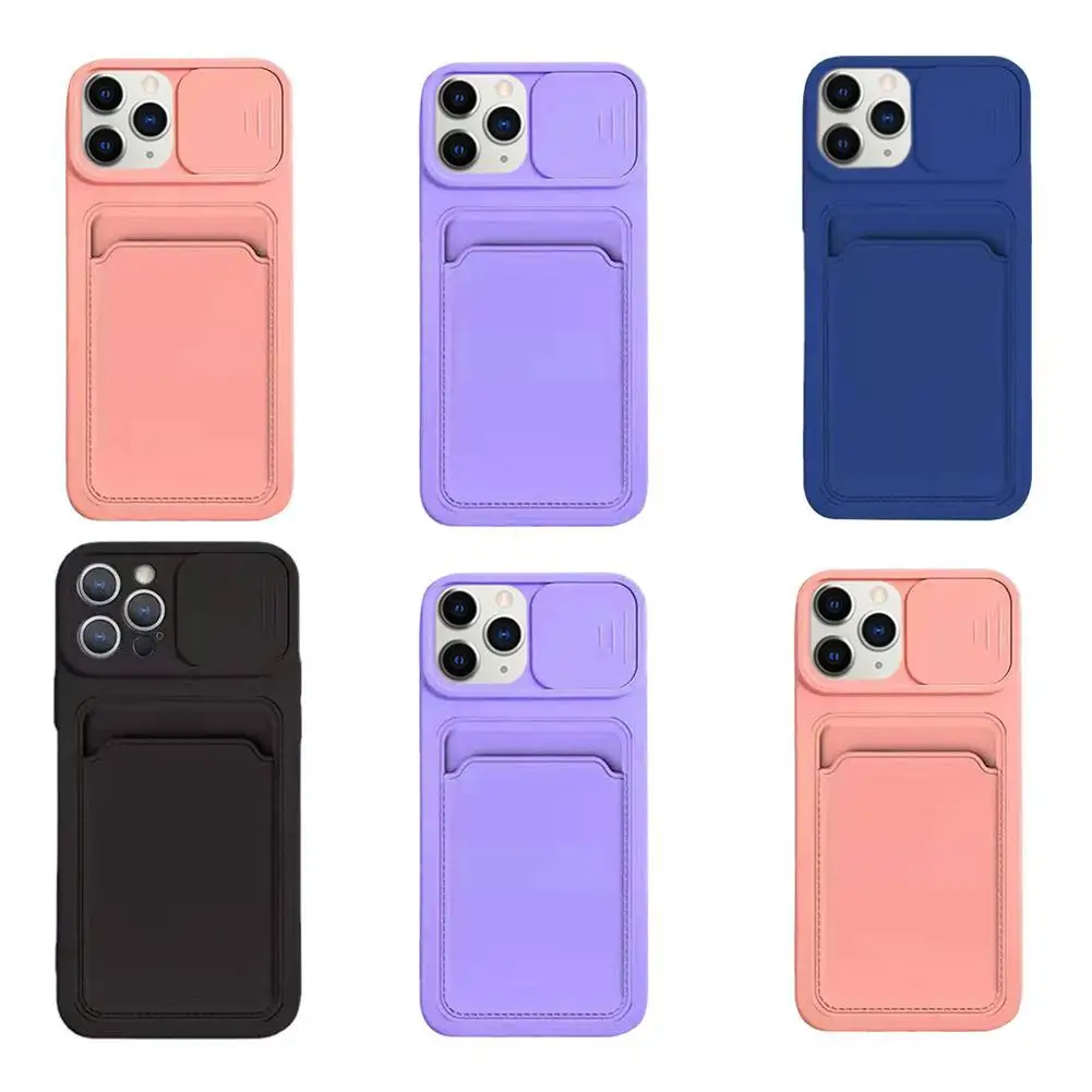 

Candy Color Slide Camera Lens Case For IPhone 12/12Pro Bag Max/12 Protection Mini Push Cover Anti-lost Case Soft Cart And P D8B3