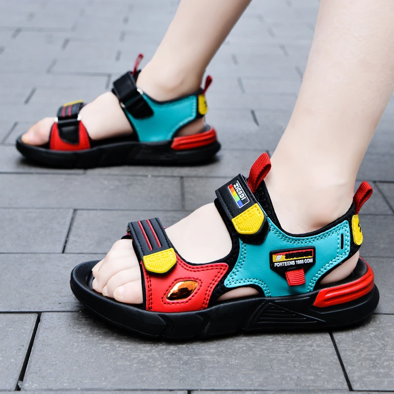 

New Summer Boys Sandals for Children Beach Shoes Kids Sports Soft Anti-slip Casual Toddler PVC Leather Flat Sandals