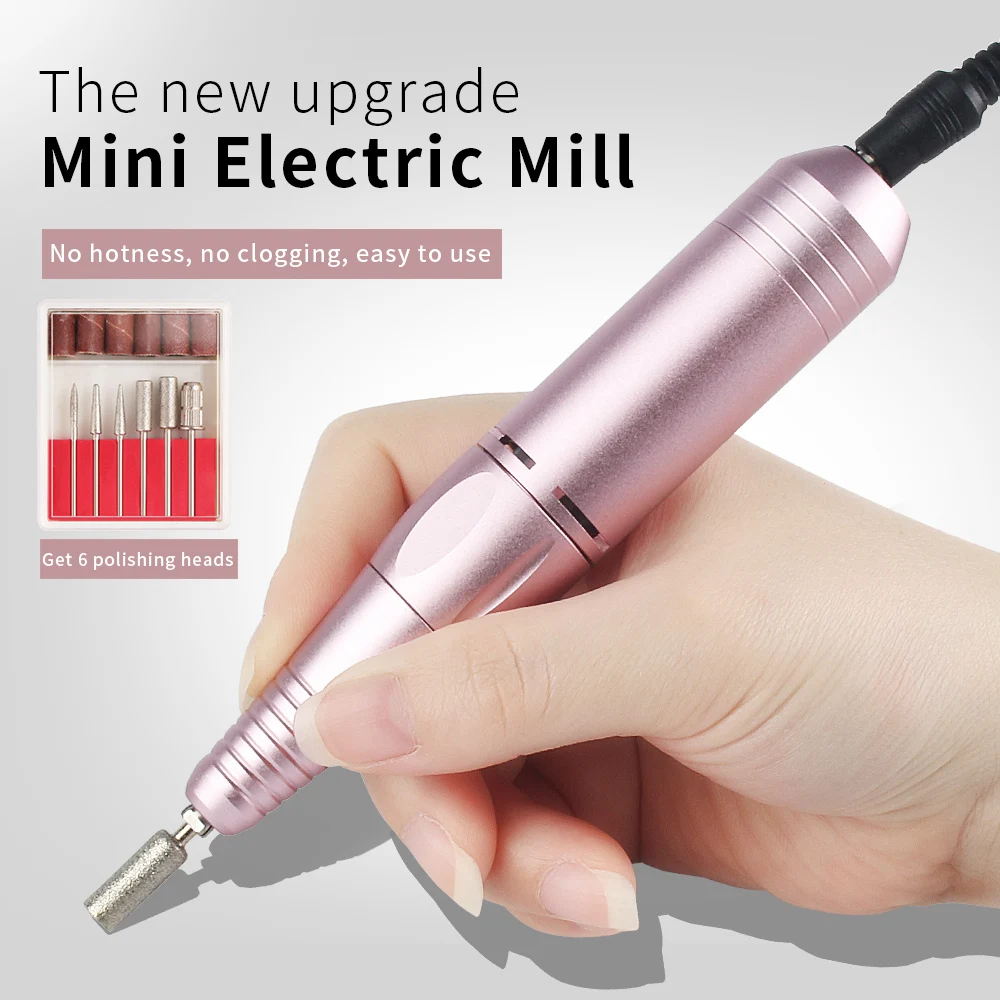 1 set sliver Mini Electric Nail Polishing Machine Pen with 6 Bits Drill for Home Beauty Salon | Красота и здоровье