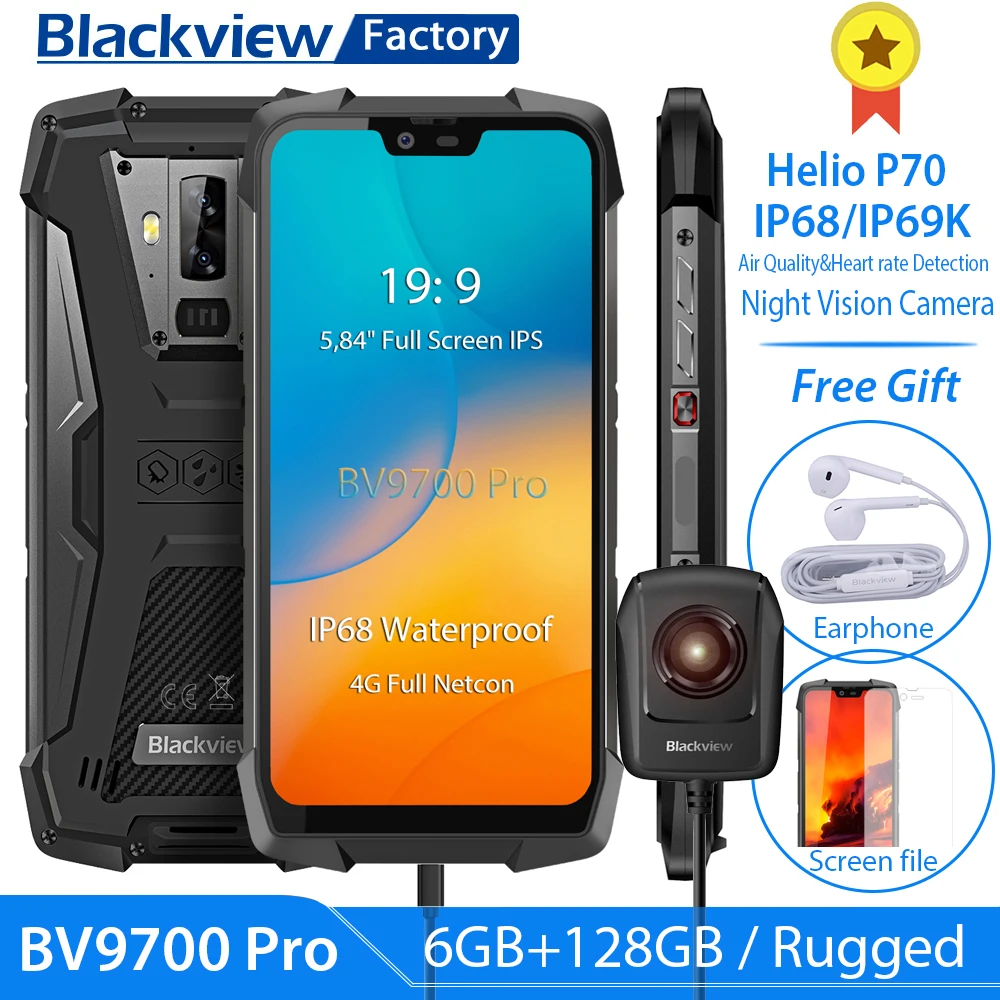 Blackview BV9700 Pro IP68 водонепроницаемый смартфон Helio P70 6 ГБ+ 128 Гб 16 МП камера ночного видения Android 9,0 прочный мобильный телефон