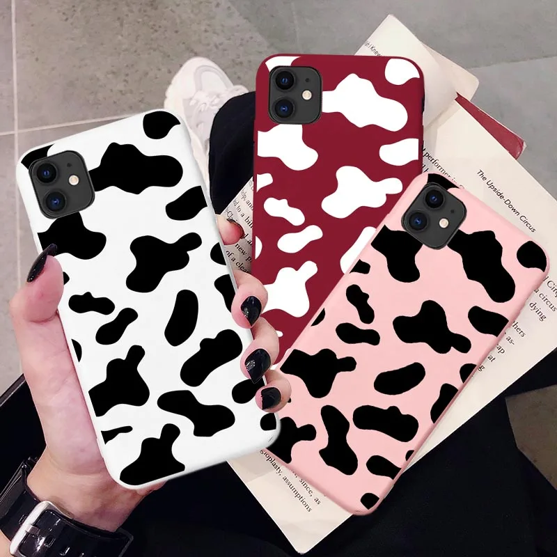 Мягкий силиконовый резиновый чехол из ТПУ с коровьим принтом для iPhone 7 8 plus X Xs Max SE