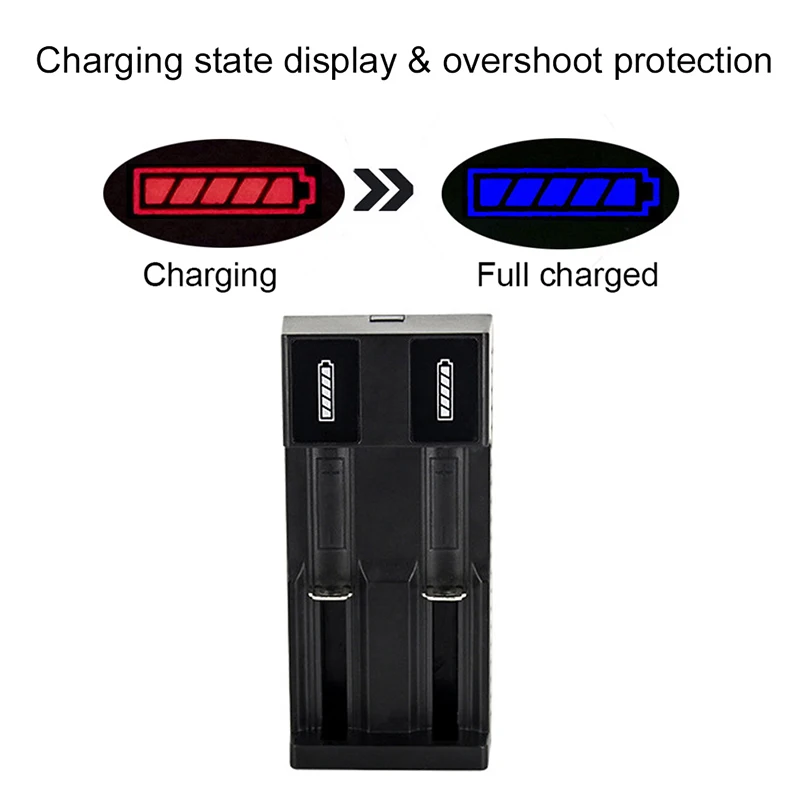 Универсальное зарядное устройство с 2 слотами USB для зарядки аккумуляторов 18650