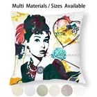 Наволочка для подушки Одри Хепберн, натуральные цвета, наволочка для подушки, хлопчатобумажная льняная наволочка для подушки, модная винтажная наволочка с изображением иконы кинотеатра