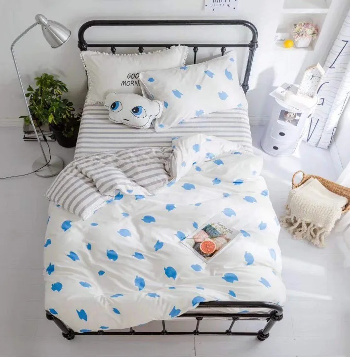 3Pcs 100% Cotton Crib Bed Linen Kit Cartoon Animal Baby Bedding Set Includes Pillowcase Sheet Duvet Cover Without Filler | Мать и ребенок