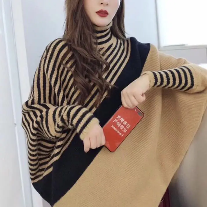 

loose sweater fashion celebrity spring and autumn dress high neck leisure cloak long sleeve Batman sweater female