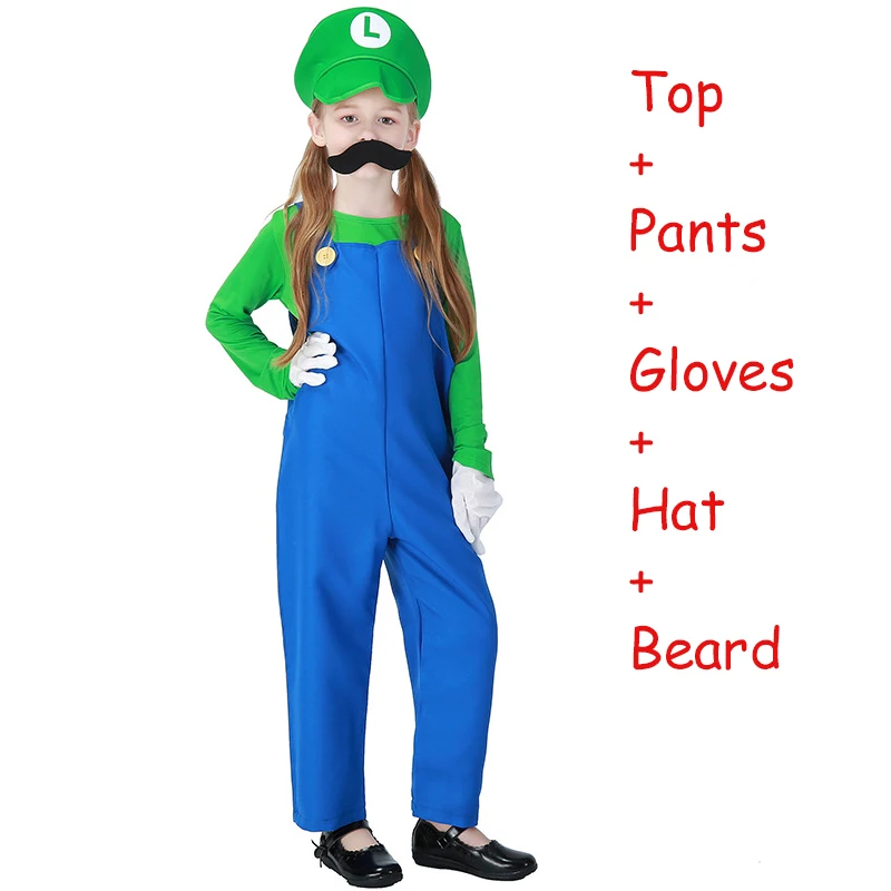 Style 5 Super Mario Bros Luigi, шляпа сантехника, костюм с бородой, маскарадный костюм Марио, маскарадный костюм на Хэллоуин, нарядное платье для родителей и детей, взрослых, детей, женщин - Цвет: Style 5