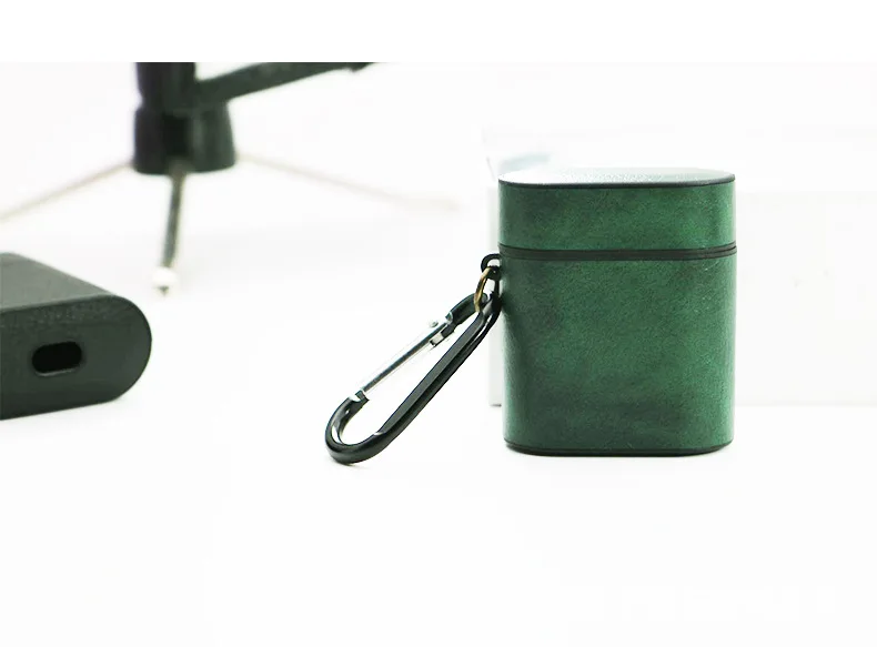 Роскошный кожаный чехол для наушников Apple Airpods PU+ PC чехол s Для Airpods Case коробка для наушников кожаный защитный чехол s кожа Прямая поставка - Цвет: Зеленый