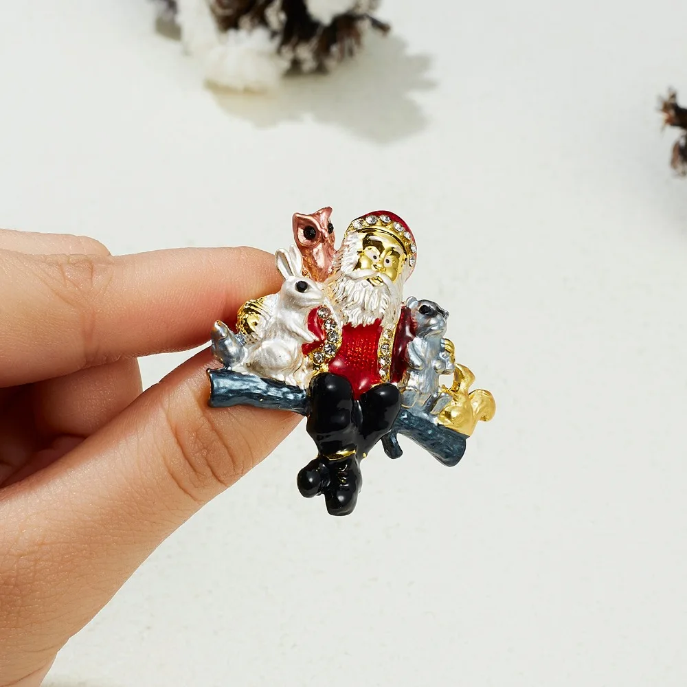 Merry Christmas броши на булавке милый Санта Клаус шляпа прекрасный Лось подарок эмаль значок брошь год Рождество Санта Клаус брошь с животными
