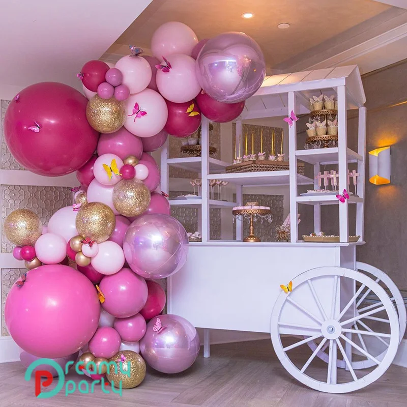 

Double Layer Round Foil Balloon Garland Arch Baby Pink Retro Hot Peach Latex Balloons Birthday Wedding Decoration Party Supplies