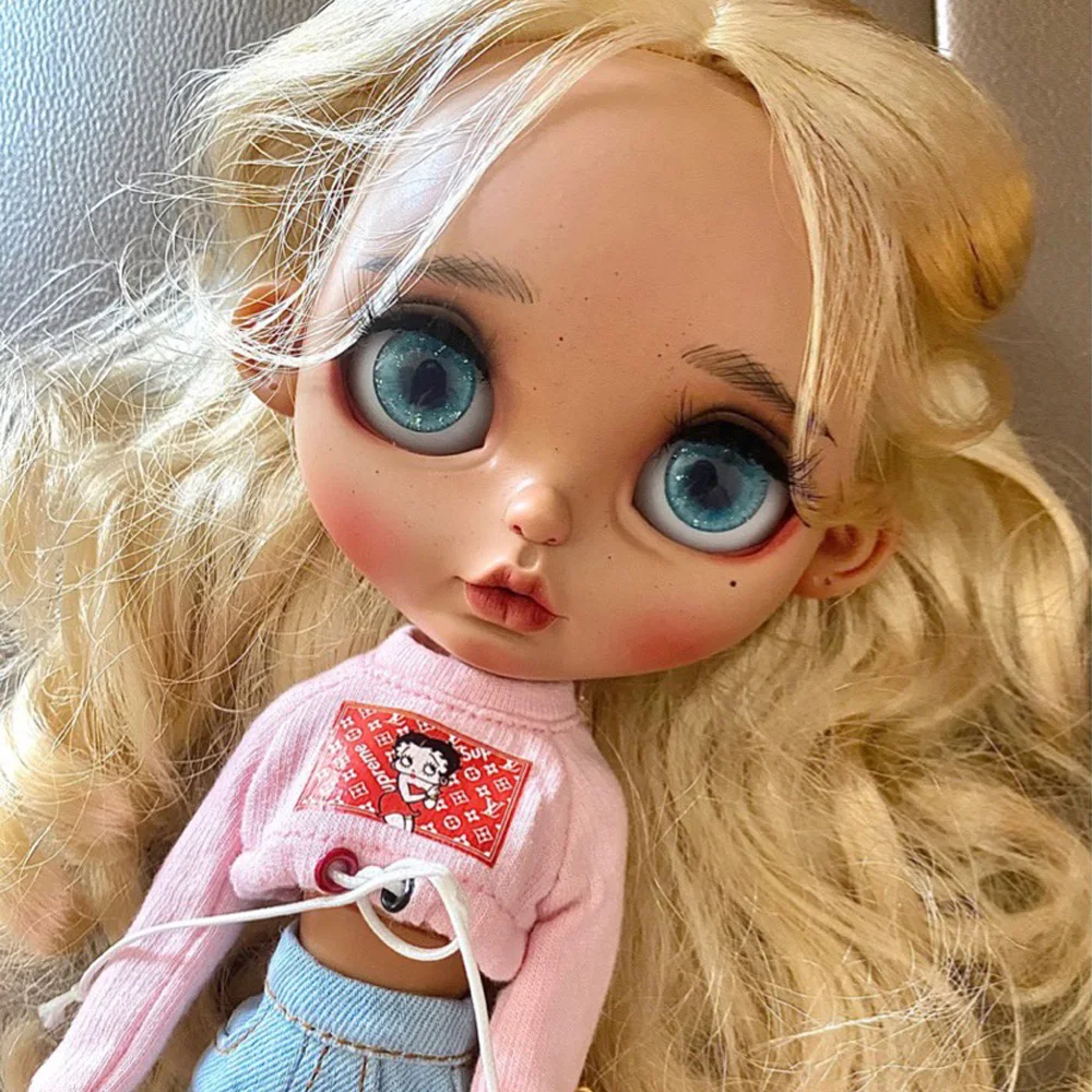 

neo Blyth Doll NBL 1/6 BJD Customized blyth,big eyes doll makeup Ball Jointed Doll with wig with Sleep eyes black skin doll