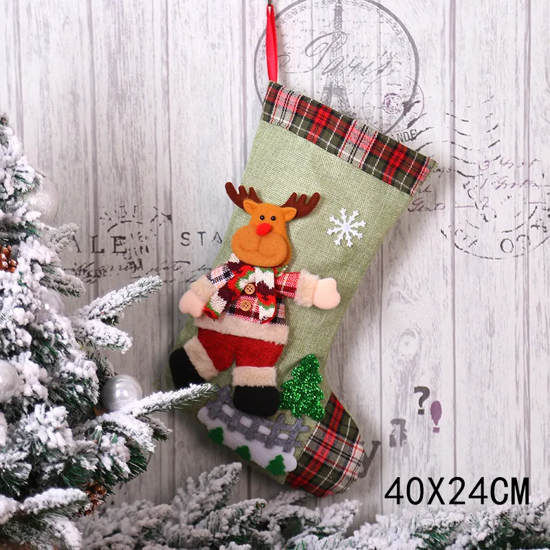 style 1-4-elk Подарочный Рождественский чулок сумки год Детские Рождественские украшения для подарков для дома с утолщённой меховой опушкой, хороший декор натальное дерево украшения Noel "сделай сам" - Цвет: style 1-4-elk