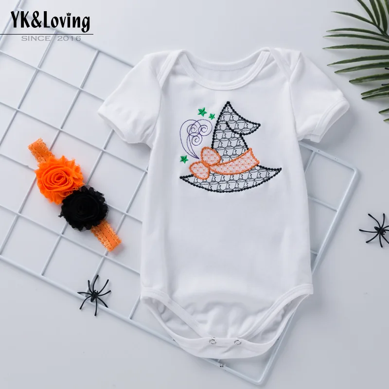 

Летний модный детский костюм на Хэллоуин, боди с головным убором, Детский комбинезон с принтом тыквы, одежда, наряд, праздничная детская оде...