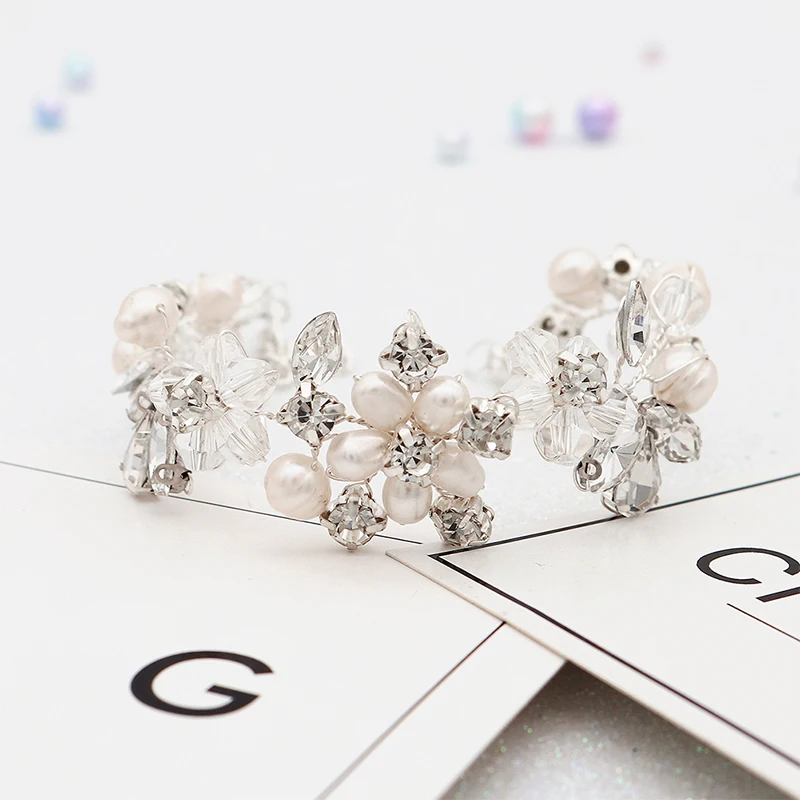 QYY модный браслет с жемчугом и кристаллами для женщин элегантный корейский