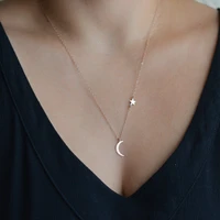 simple creative star and moon all match pendant necklace jewelry accessories