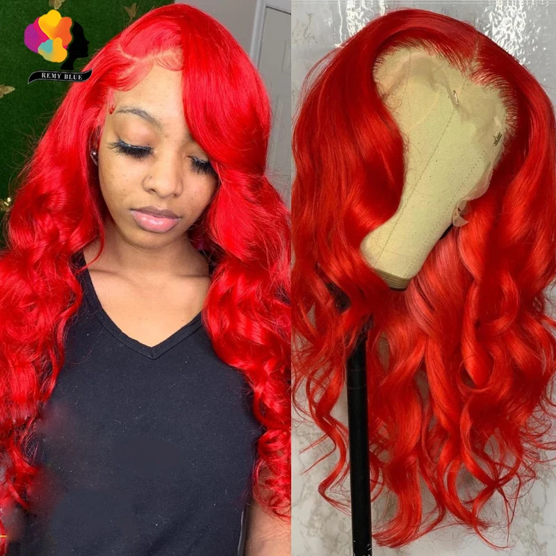 

Парики женские перуанские с красной кружевной передней частью, 99J