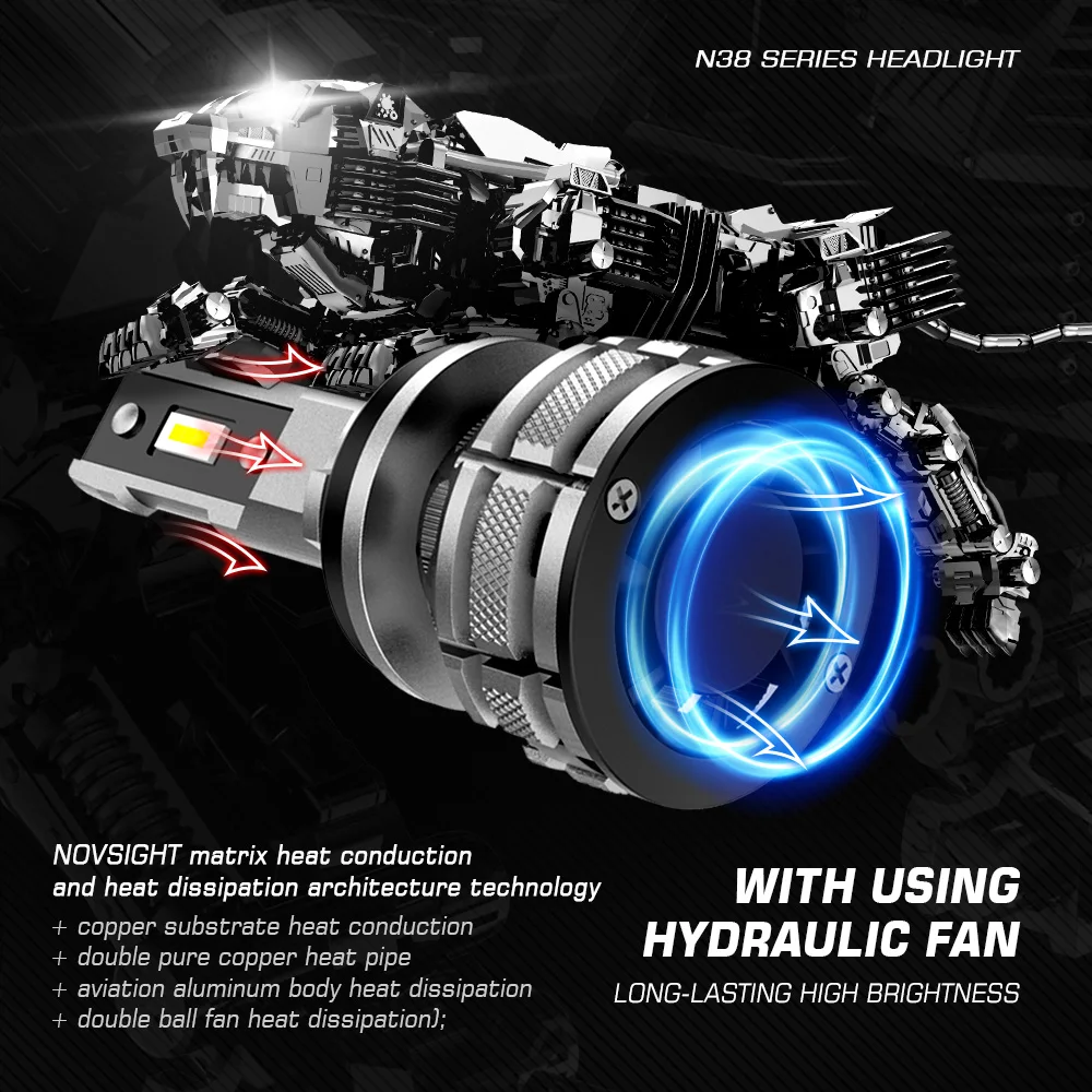 Лампы светодиодные автомобильные NOVSIGHT H11 80 Вт 9003 лм H4 H7 H1 H3 H13 9005 9006 9007 9012
