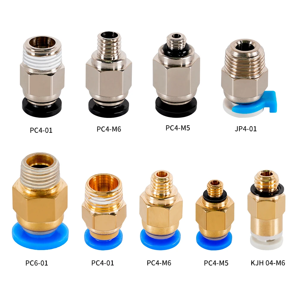 5pcs PC6 PC4-01 Pneumatic Connector For E3D V5 V6 3D Printer Parts Quick Jointer Feeding 1.75mm Filament Pipe Remote Push Bowden |