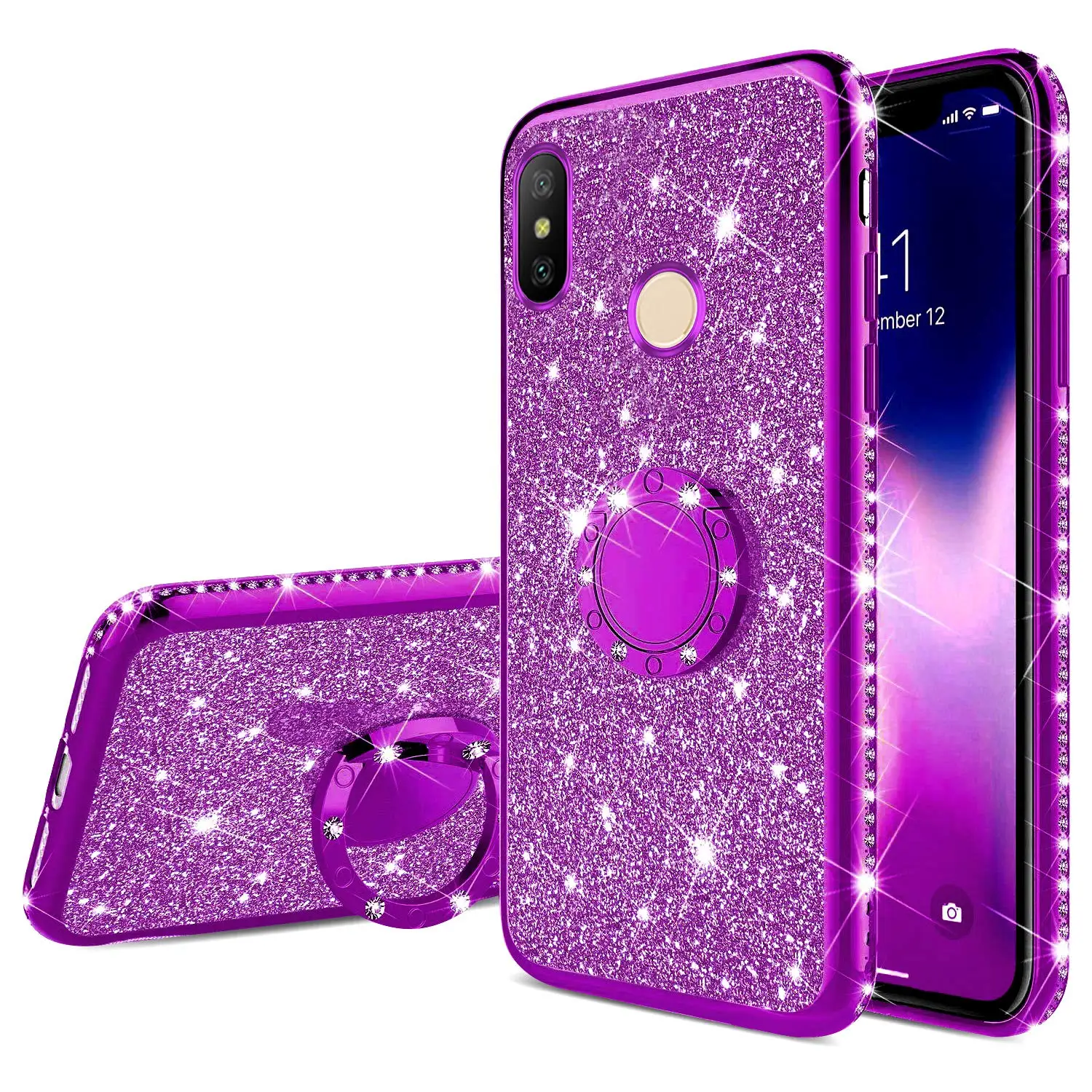 Мягкий чехол с кольцом на палец и бриллиантами для XIAOMI REDMI 7 7A 6A Note 5 K20 Pro Mi 9 9T 8 SE Lite A2