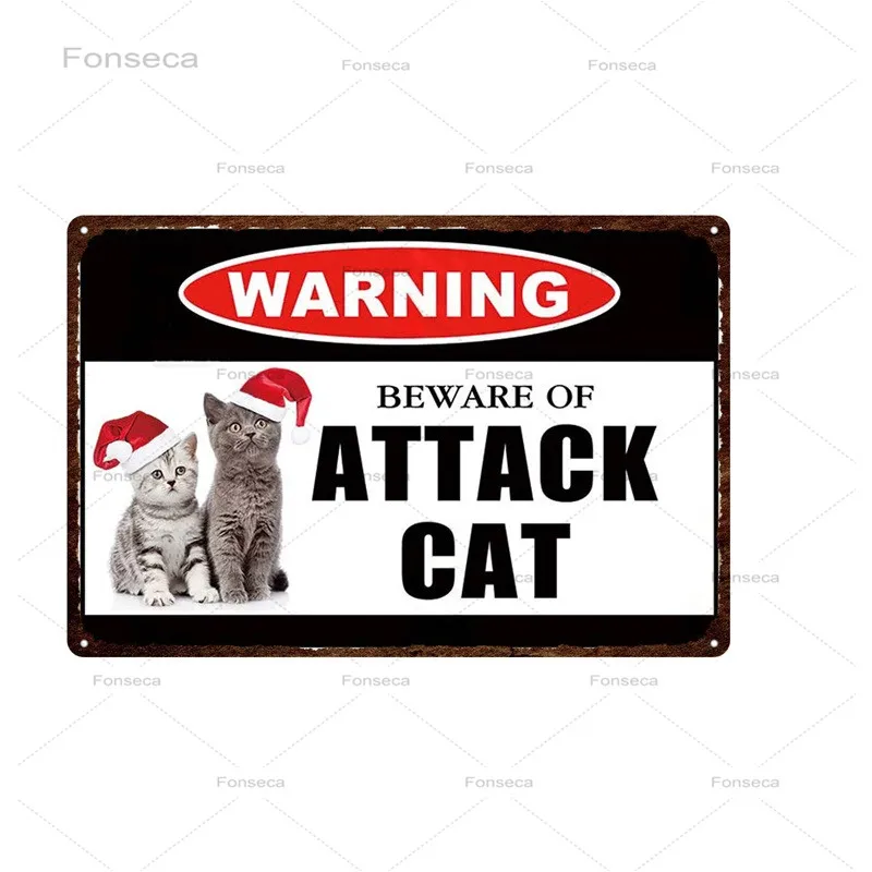 

Warning Pets Plaque Metal Tin Plate Vintage Animal Poster For Bar Pub Cafe Club Decor Garage Home Decor Sign Retro Iron Painting