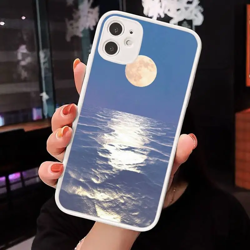 

Moon starry sun creative illustration Phone Case For iPhone 12 11 Mini Pro XR XS Max 7 8 Plus X Matte transparent Cover