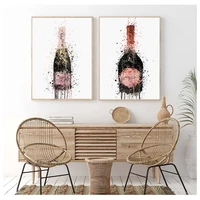 home decor prints painting nordic style champagne graffiti pictures wall art modular canvas poster for bedside background