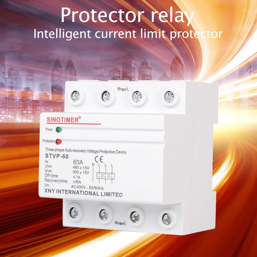 Трехфазное 400 в 60 А DIN рейка автоматическое восстановление защита от