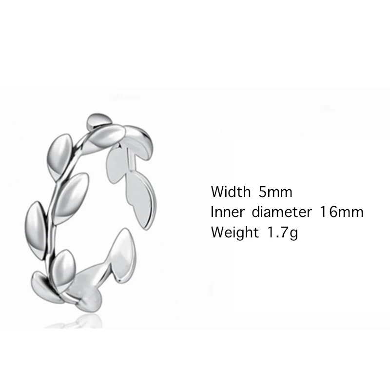 

Olive Branch Simple Tree Leaf 925 Sterling Silver Adjustable Party Ring For Women Designer Dainty Jewelry Wholesale