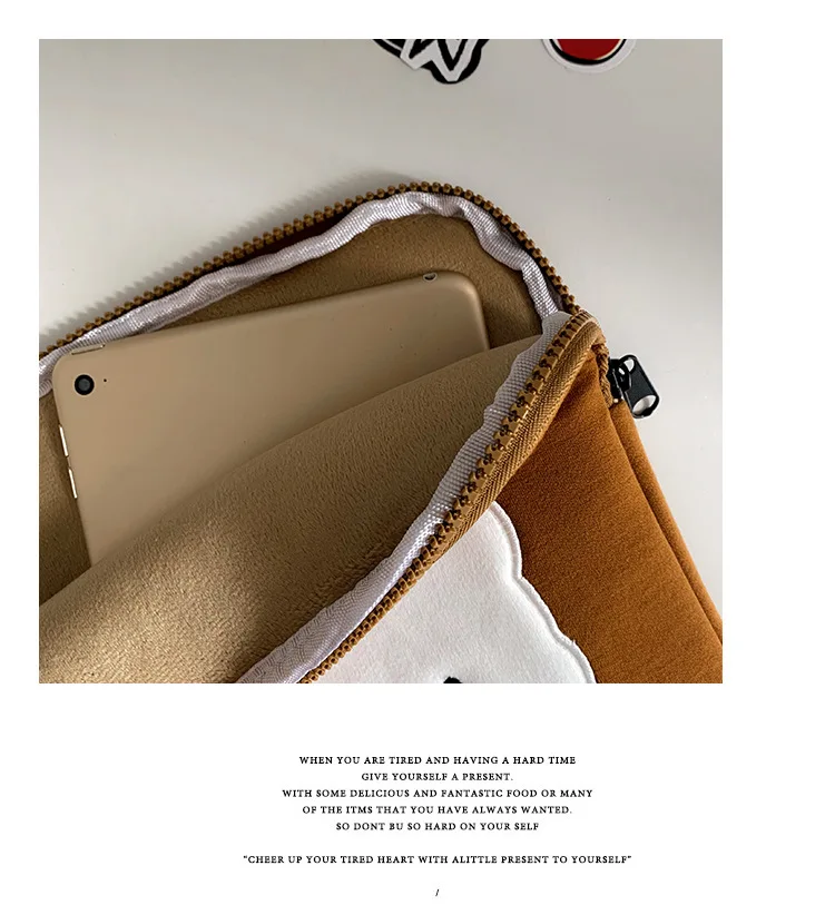 

2021 New Woman Tablet Case Korean Ins Style IPad Bag Cartoon Brown Bear 11/13/15inch Sleeve Liner Bag Student Girls Case