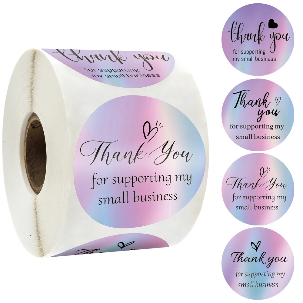 

500pcs/roll Thank You Sticker Purple Color for Supporting My Small Business Labels Envelope Sealing Gift Packaging Cards Sticker