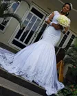 Свадебное платье русалки, с длинными рукавами и бисером, с аппликацией из тюля, в африканском стиле, 2021
