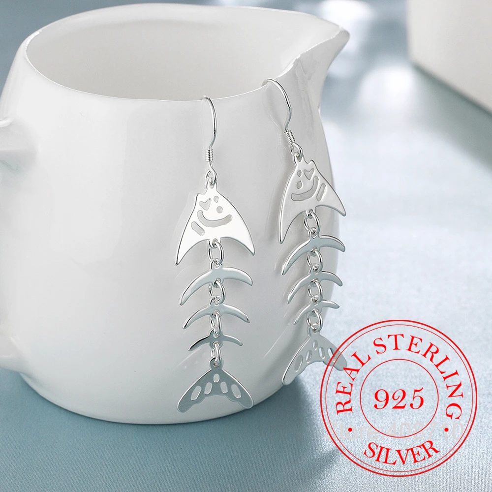 Потеря денег! Женские длинные серьги подвески в виде скелета из серебра 925