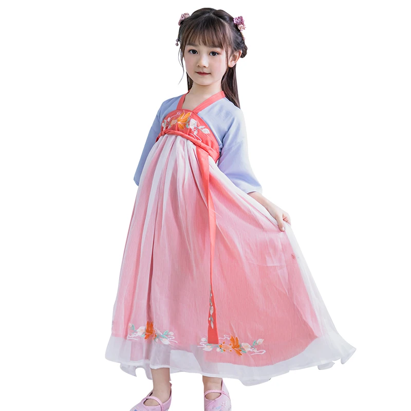 Детское длинное платье Hanfu для девочек От 2 до 12 лет | Детская одежда и обувь